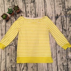 J.Crew Factory yellow and white striped 3/4 tee